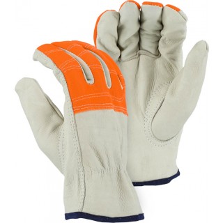 2510HVO Majestic® Cowhide Drivers Glove with High Visibility Orange Cloth Fingers